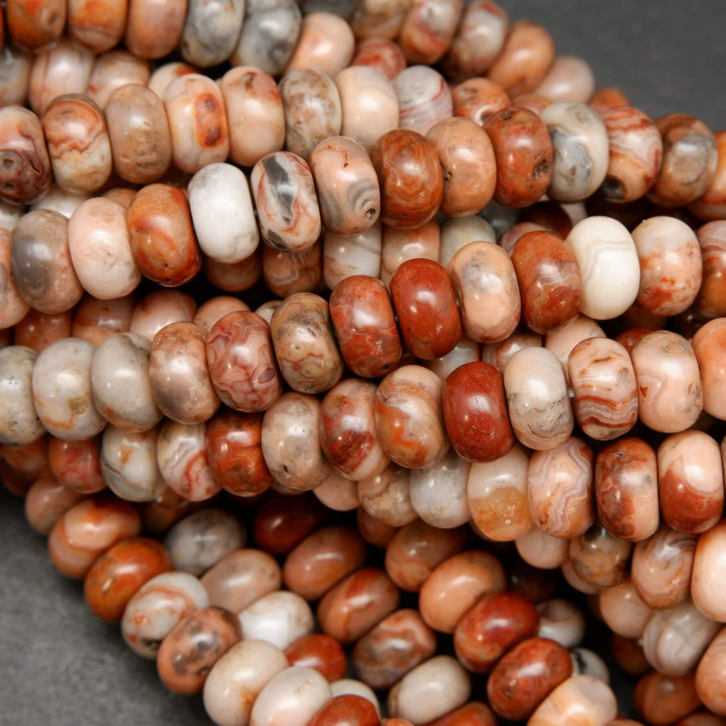 Rondelle red lace agate beads.