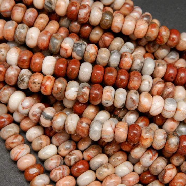 Rondelle red lace agate beads.