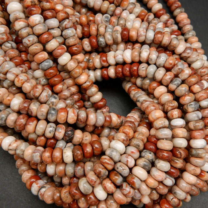 Rondelle red lace agate beads.
