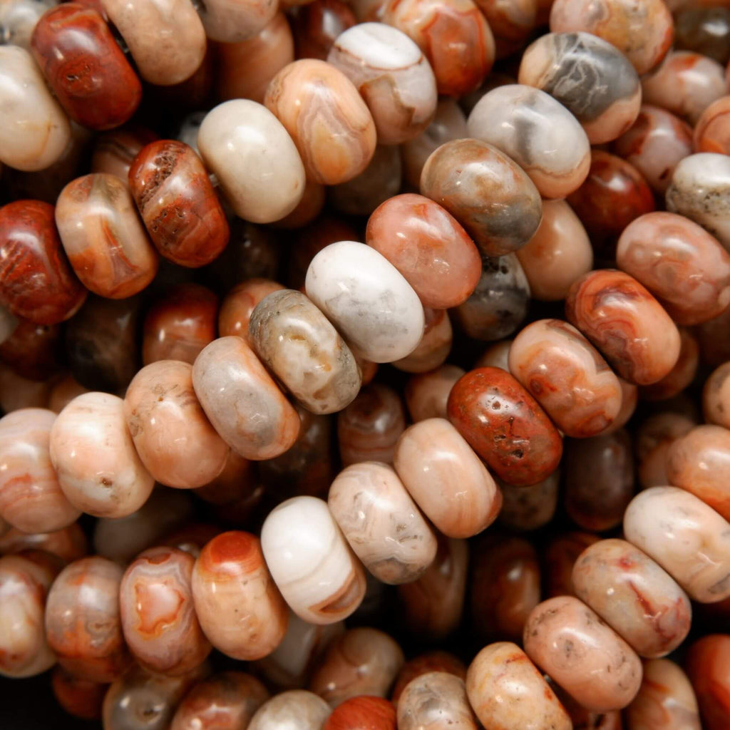 Rondelle red lace agate beads.