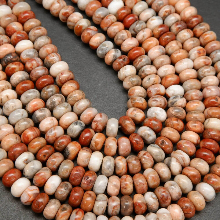 Rondelle red lace agate beads.