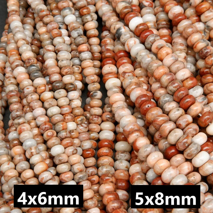 Rondelle red lace agate beads.