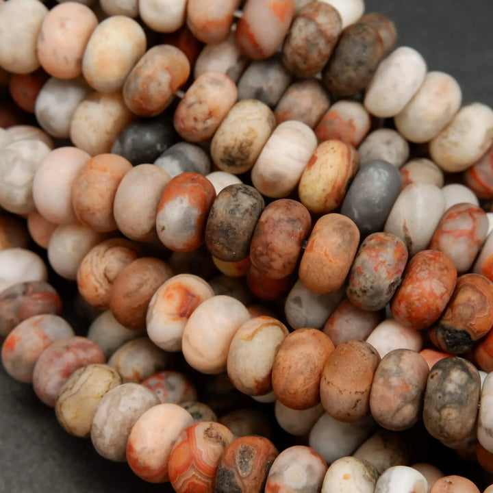 Red Lace Agate · Matte · Rondelle · 6mm, 8mm, Bead, Tejas Beads