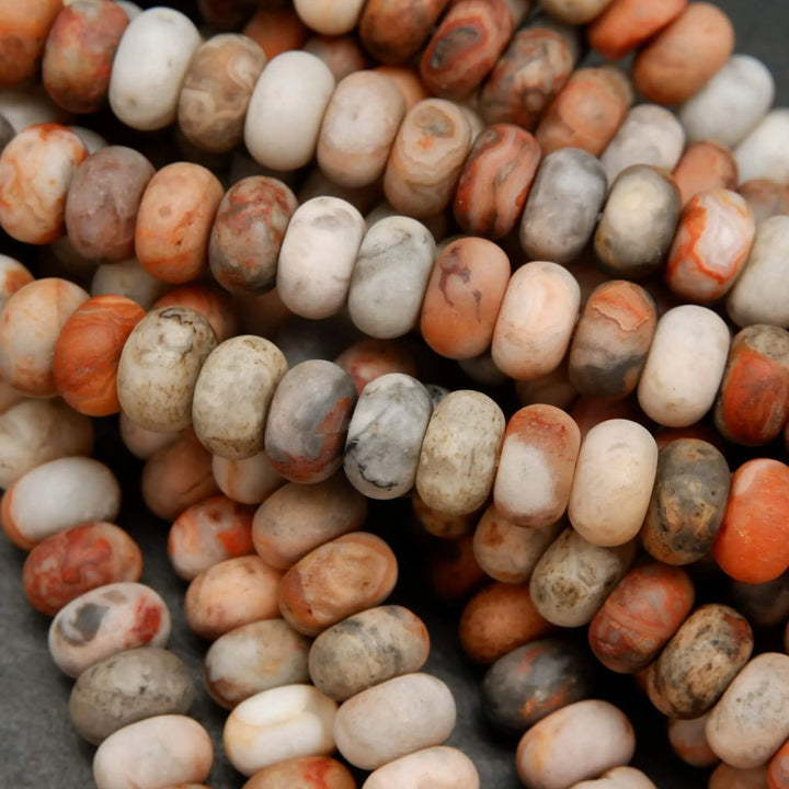 Red Lace Agate · Matte · Rondelle · 6mm, 8mm, Bead, Tejas Beads