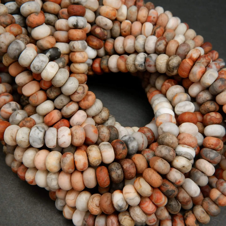 Red Lace Agate · Matte · Rondelle · 6mm, 8mm, Bead, Tejas Beads