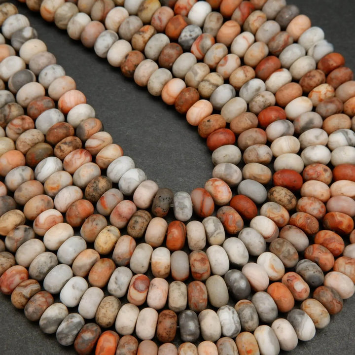 Red Lace Agate · Matte · Rondelle · 6mm, 8mm, Bead, Tejas Beads