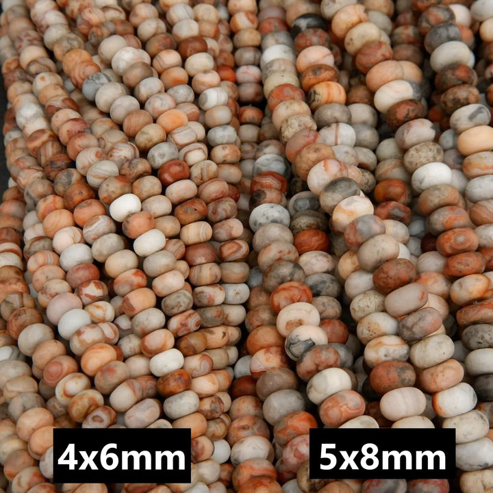 Red Lace Agate · Matte · Rondelle · 6mm, 8mm, Bead, Tejas Beads