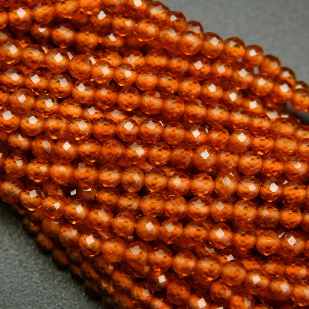 Orange Microfaceted Hessonite Garnet Beads