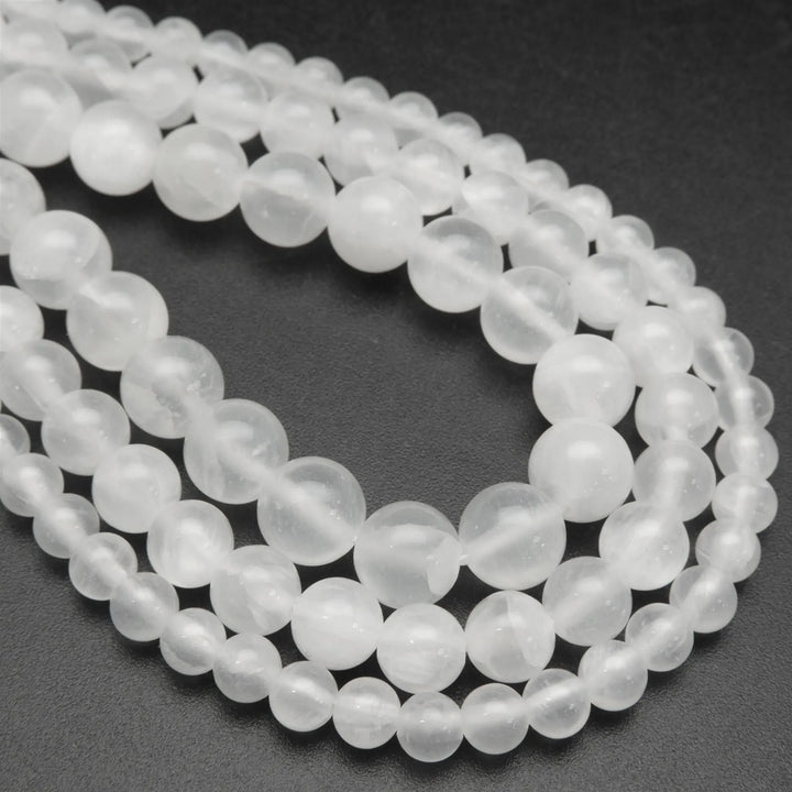 Selenite · Smooth · Round · 4mm, 6mm, 8mm, 10mm, 12mm, Bead, Tejas Beads