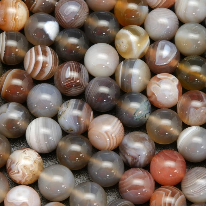 Botswana Agate · Smooth · Round · 6mm, 8mm, 10mm, Bead, Tejas Beads