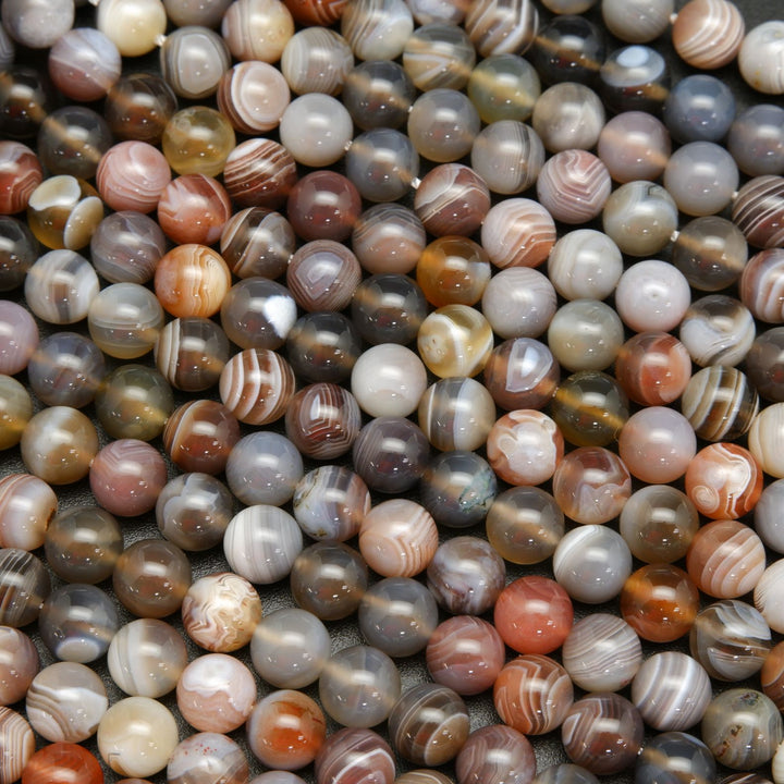 Botswana Agate · Smooth · Round · 6mm, 8mm, 10mm, Bead, Tejas Beads