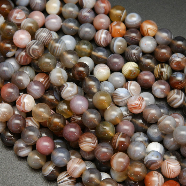 Botswana Agate · Smooth · Round · 6mm, 8mm, 10mm, Bead, Tejas Beads