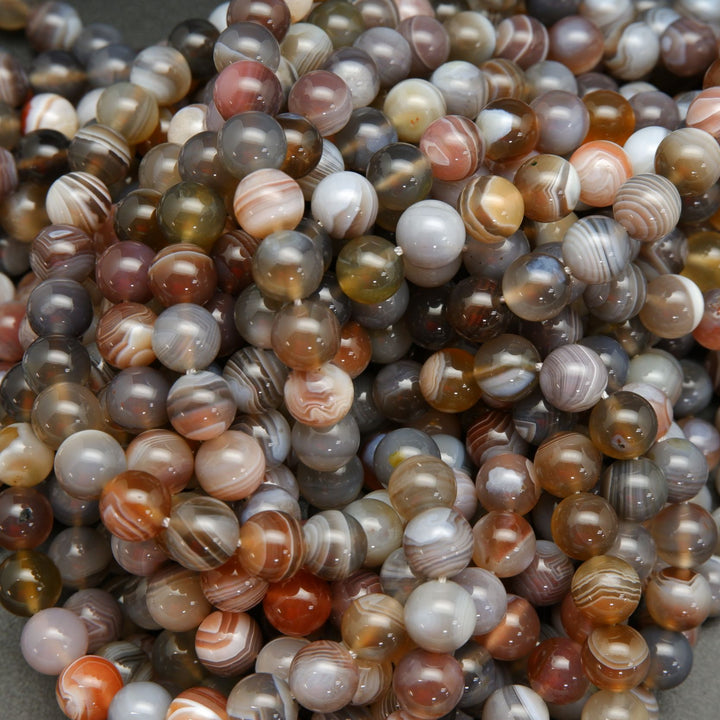 Botswana Agate · Smooth · Round · 6mm, 8mm, 10mm, Bead, Tejas Beads