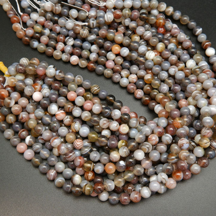 Botswana Agate · Smooth · Round · 6mm, 8mm, 10mm, Bead, Tejas Beads