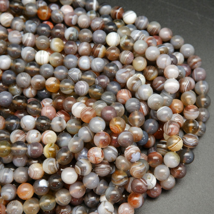 Botswana Agate · Smooth · Round · 6mm, 8mm, 10mm, Bead, Tejas Beads