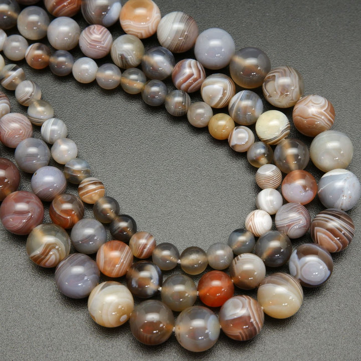 Botswana Agate · Smooth · Round · 6mm, 8mm, 10mm, Bead, Tejas Beads