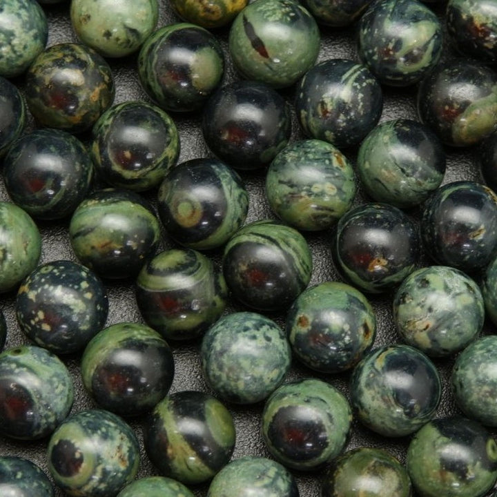 Green and black kambaba jasper beads.
