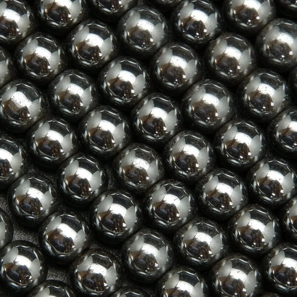 Natural gunmetal color hematite beads.