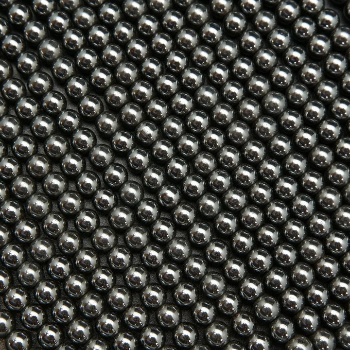 Natural gunmetal color hematite beads.