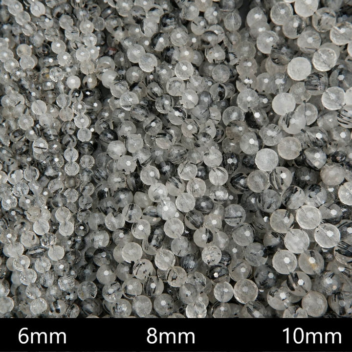 Faceted Translucent Tourmalated Quartz Beads