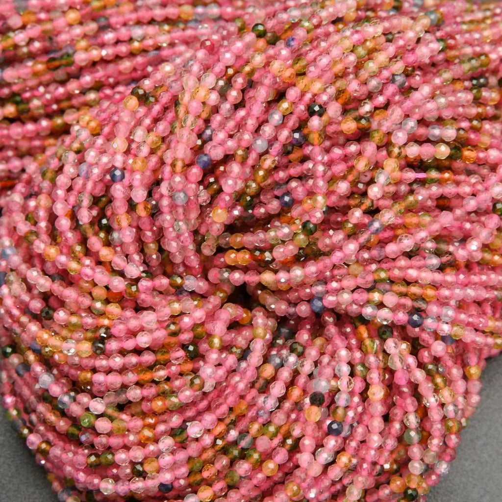 Mixed Tourmaline A · Microfaceted · Round · 2mm, Bead, Tejas Beads