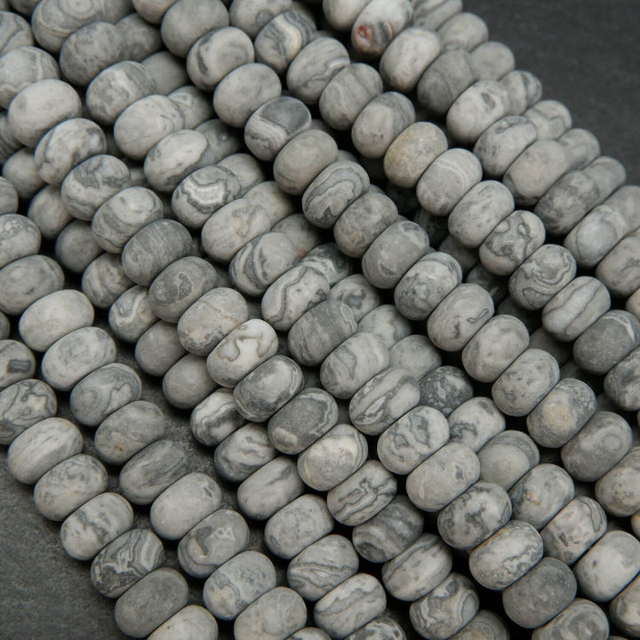 Matte finish silver lace agate