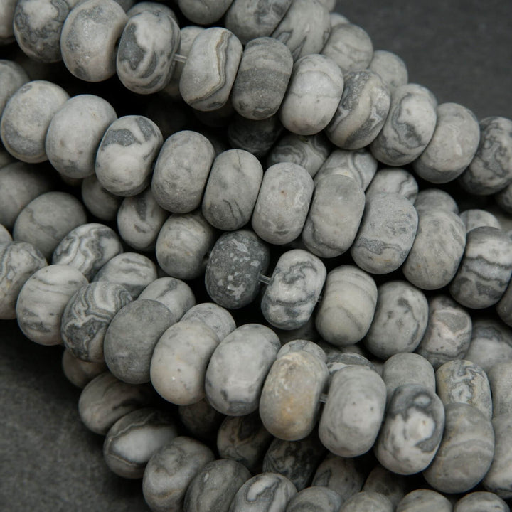 Matte finish silver lace agate