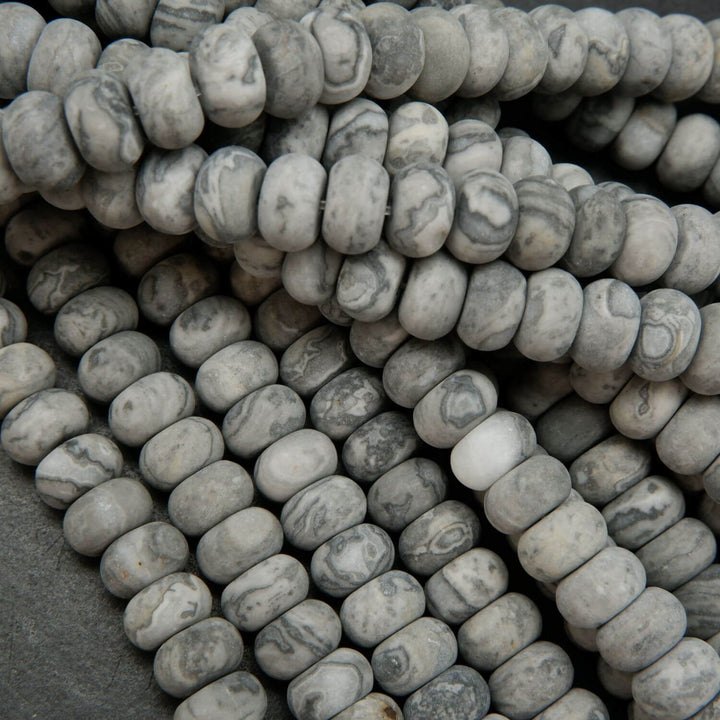 Matte finish silver lace agate