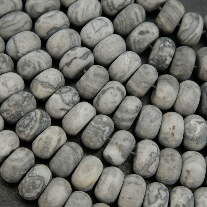 Matte finish silver lace agate