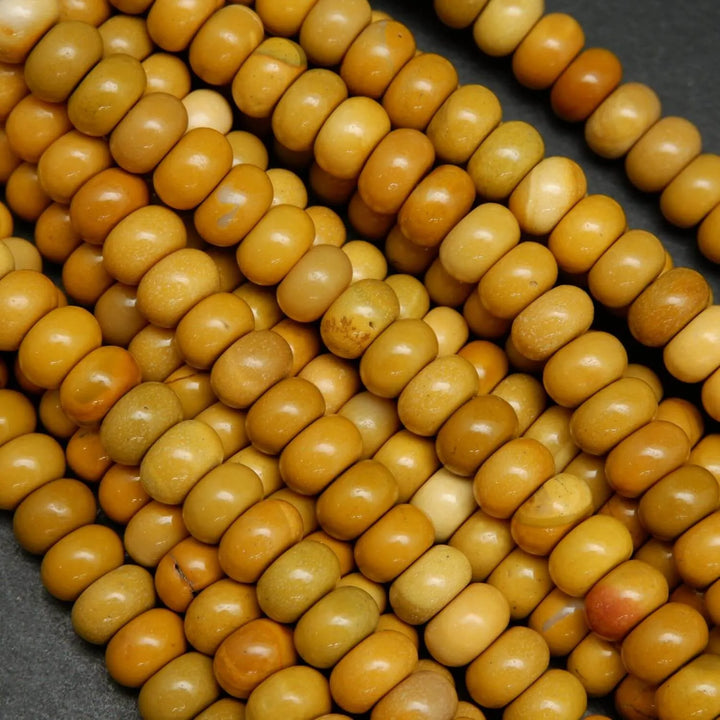 Rondelle Yellow Mookaite Jasper Beads