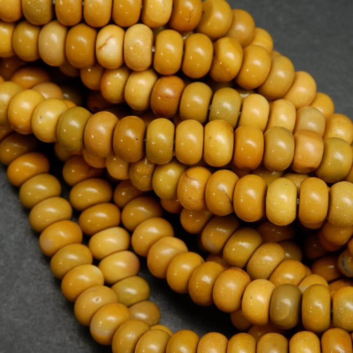 Rondelle Yellow Mookaite Jasper Beads