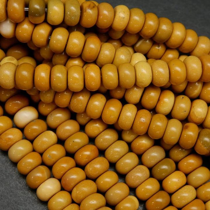 Rondelle Yellow Mookaite Jasper Beads