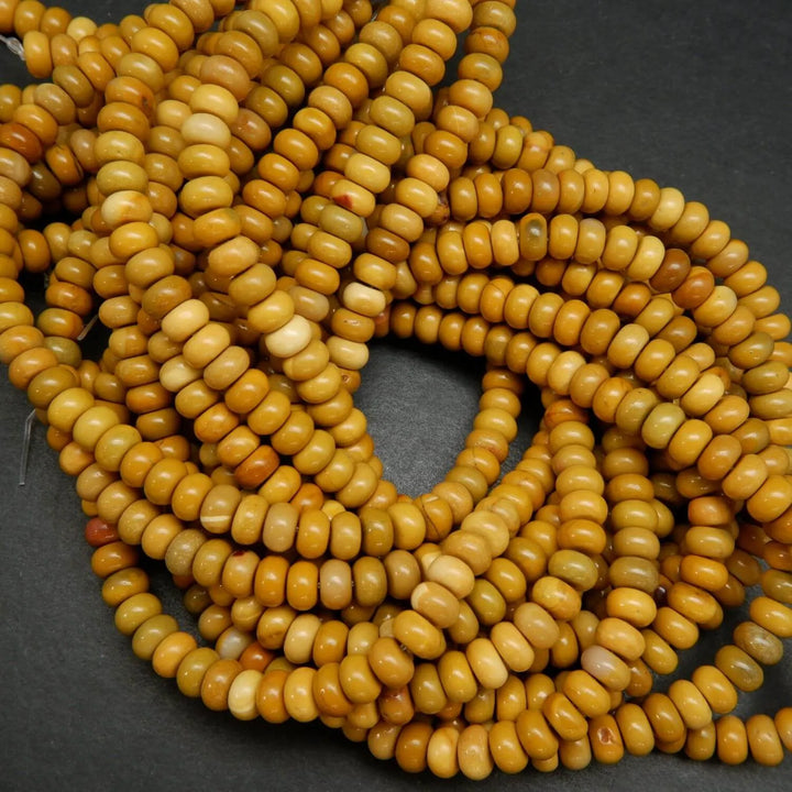 Rondelle Yellow Mookaite Jasper Beads