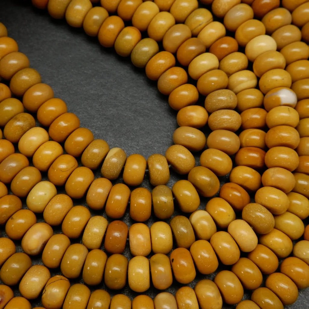 Rondelle Yellow Mookaite Jasper Beads