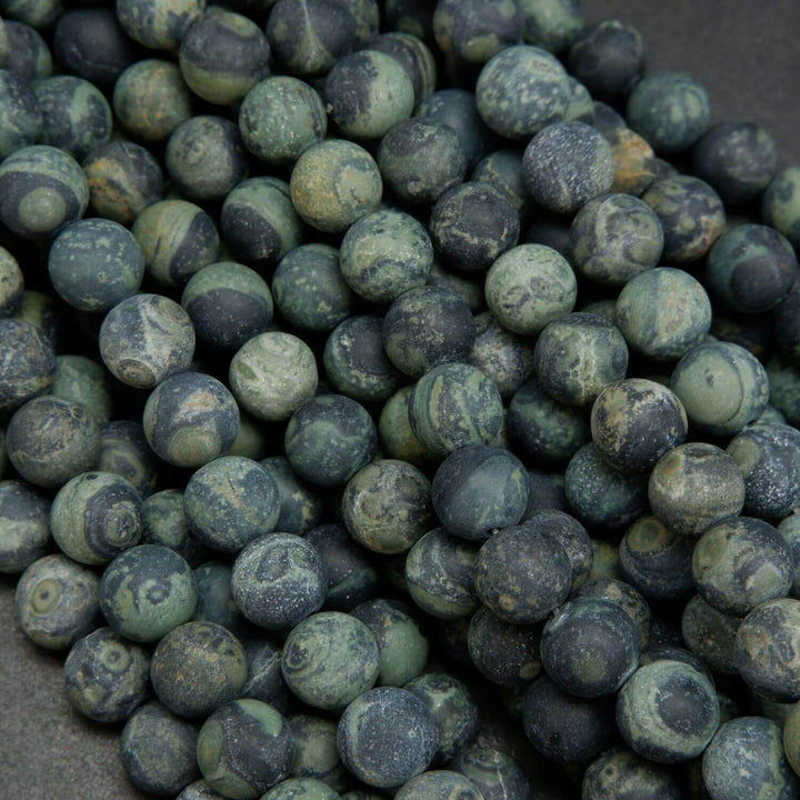 Matte finish green and black kambaba jasper beads.