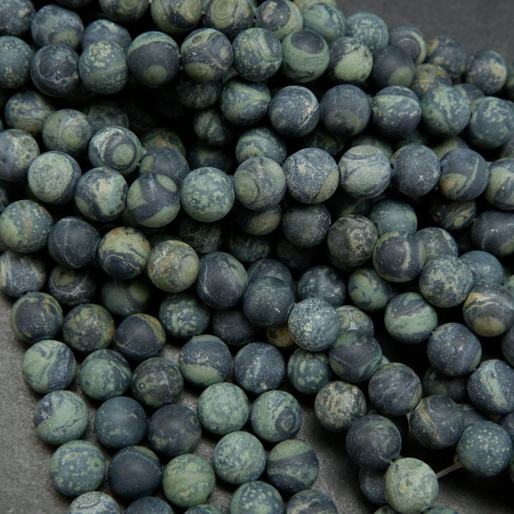 Matte finish green and black kambaba jasper beads.