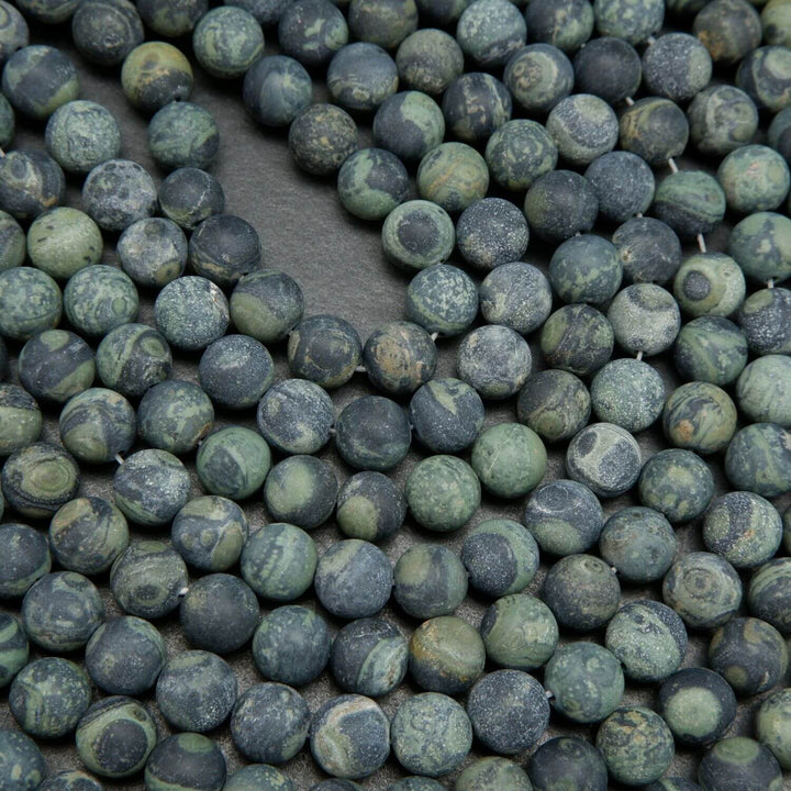 Matte finish green and black kambaba jasper beads.