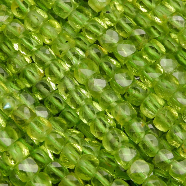 Peridot A · Microfaceted · Cube · 3.5mm, Bead, Tejas Beads