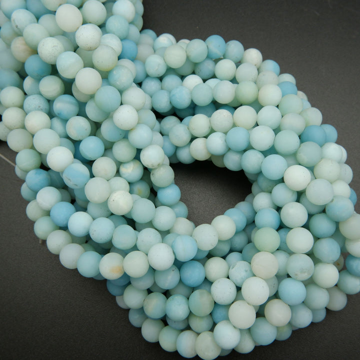 Matte finish blue amazonite beads.
