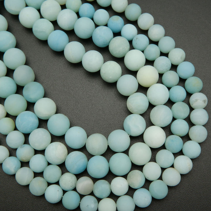 Matte finish blue amazonite beads.