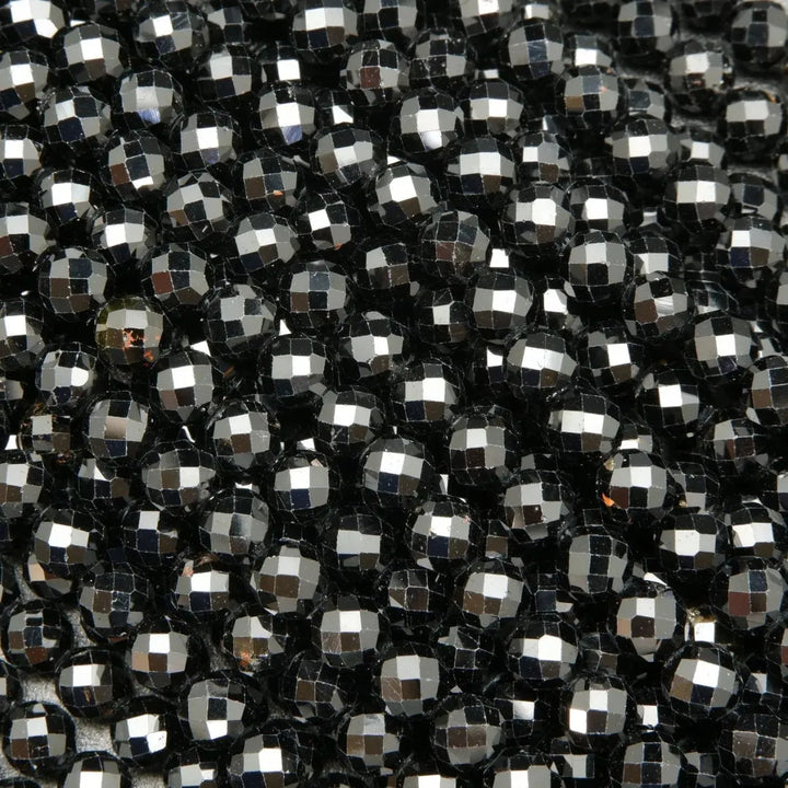 Black Tourmaline · Microfaceted · Round · 2mm, 3mm, 3.8mm, Bead, Tejas Beads