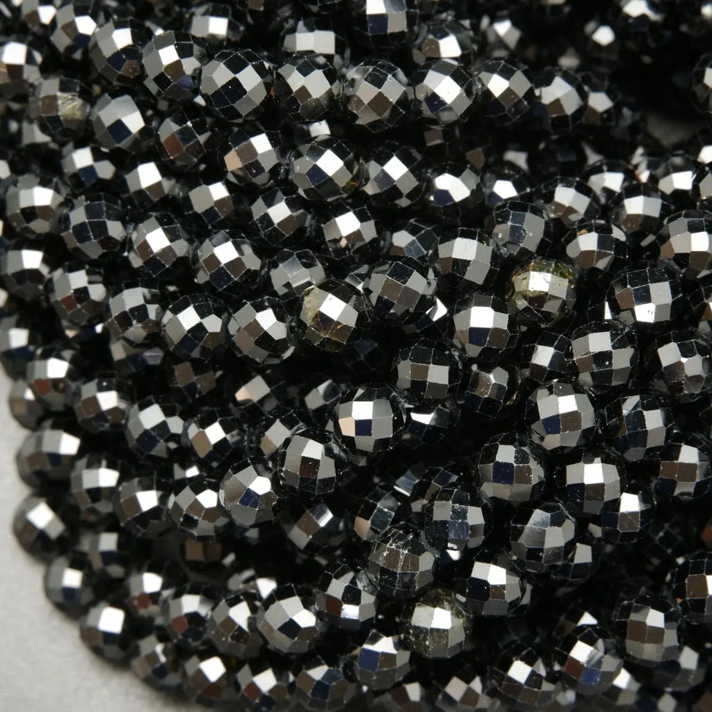 Black Tourmaline · Microfaceted · Round · 2mm, 3mm, 3.8mm, Bead, Tejas Beads