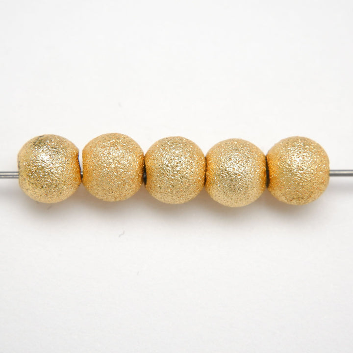 Brushed Sphere · Gold Finished Brass · 4.5mm, 5.5mm, Finding, Tejas Beads