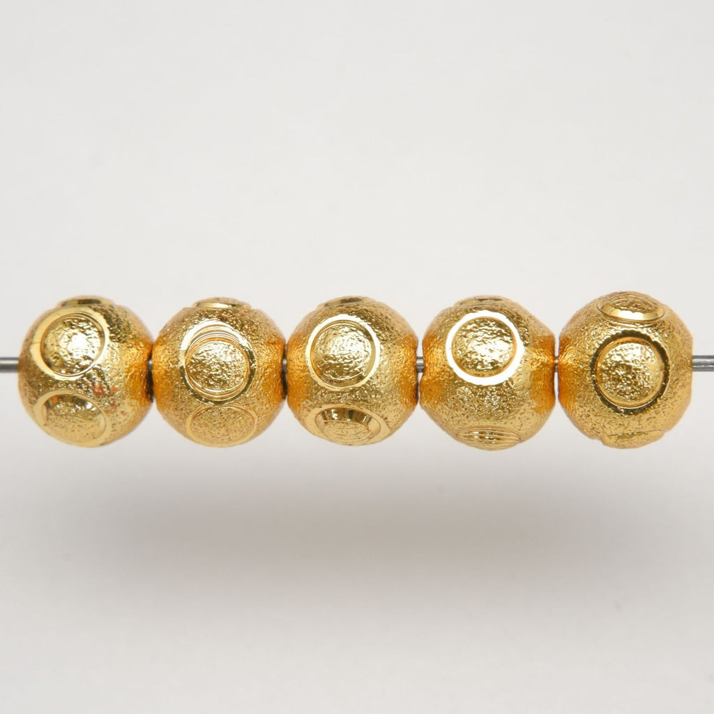 Carved Sphere · Gold Finished Brass · 5mm · ~40pcs, Finding, Tejas Beads