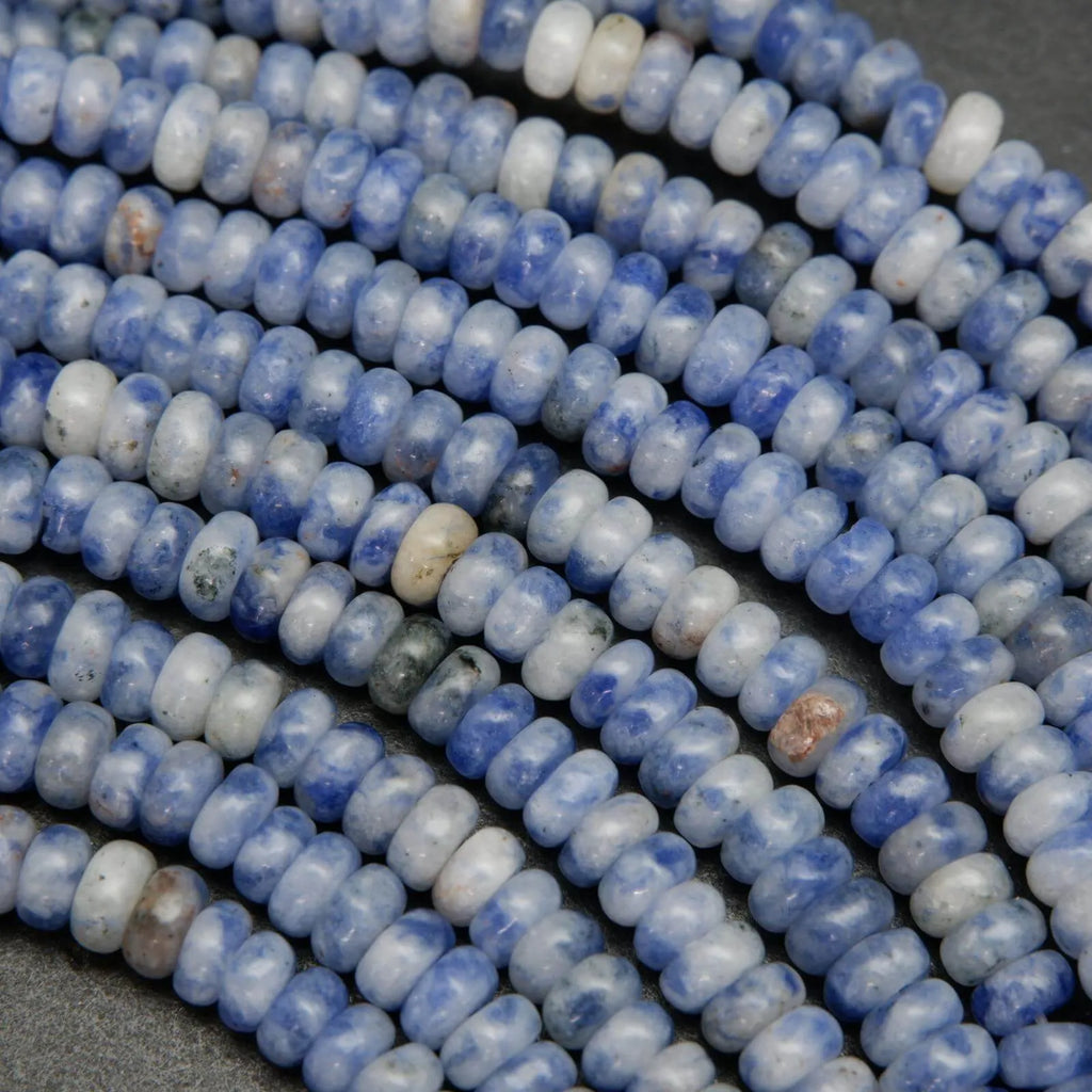 Blue and white snowflake sodalite beads.