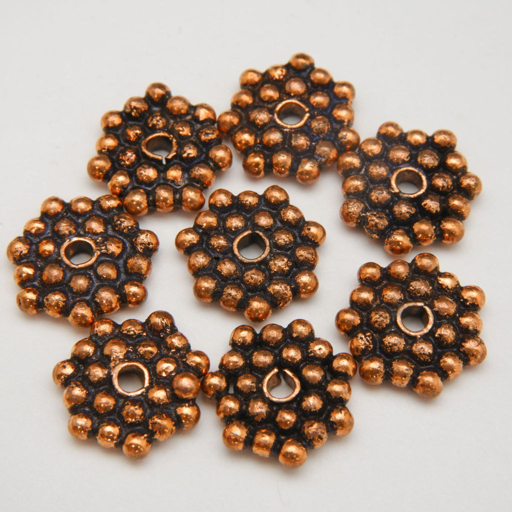 Heptagon · Antique Copper · 11mm · ~25pcs, Finding, Tejas Beads