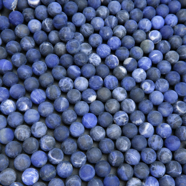 Blue matte finish sodalite beads.
