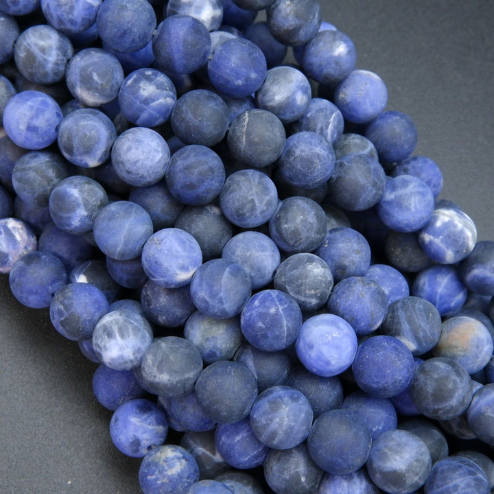 Blue matte finish sodalite beads.