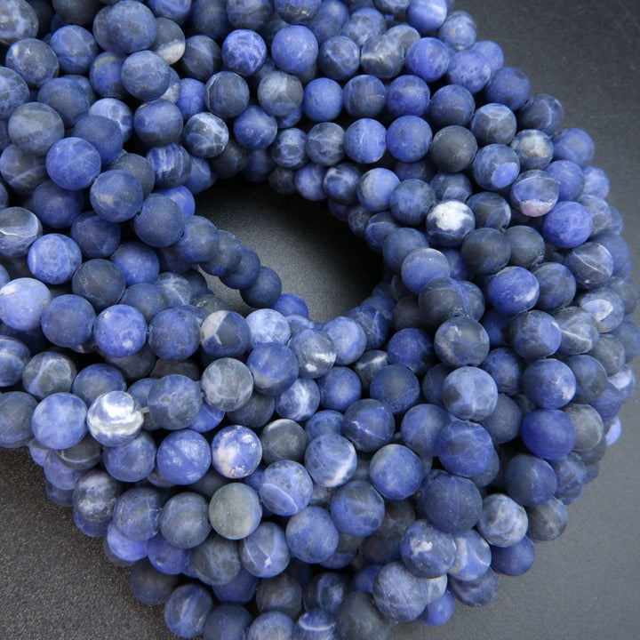 Blue matte finish sodalite beads.
