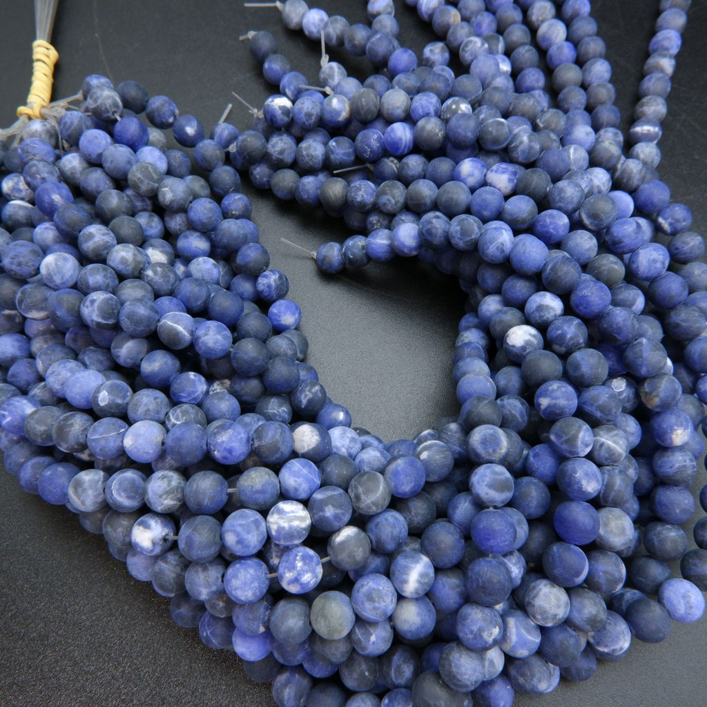 Blue matte finish sodalite beads.